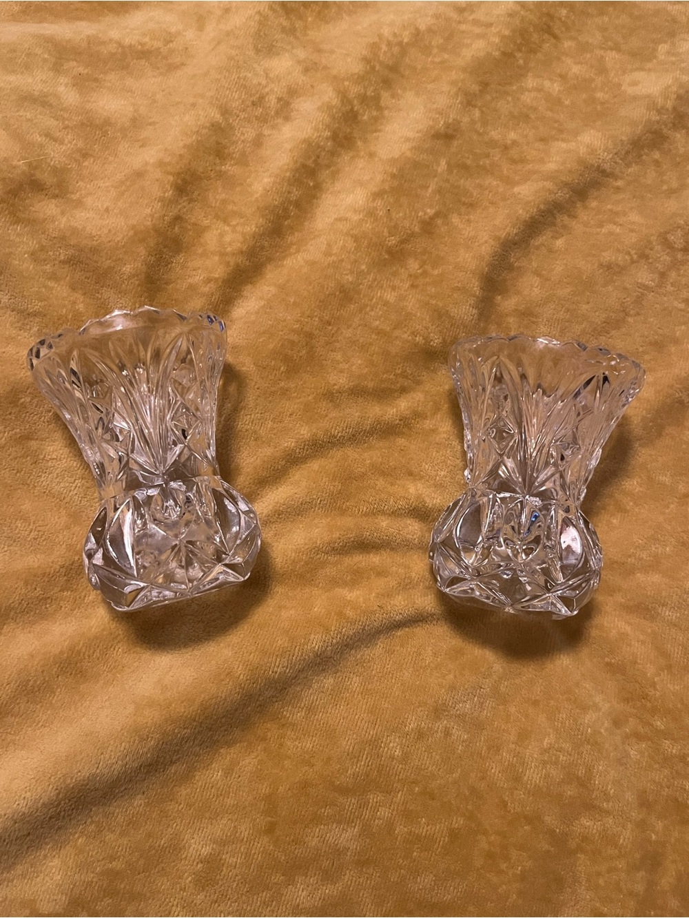 Clear Cut Glass Bud Vases (Pair) - Elegant Crystal-Look Home Accents